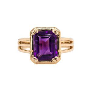 1.6cts Zambian Amethyst Ring in Solid 14K Gold | Solitaire Ring
